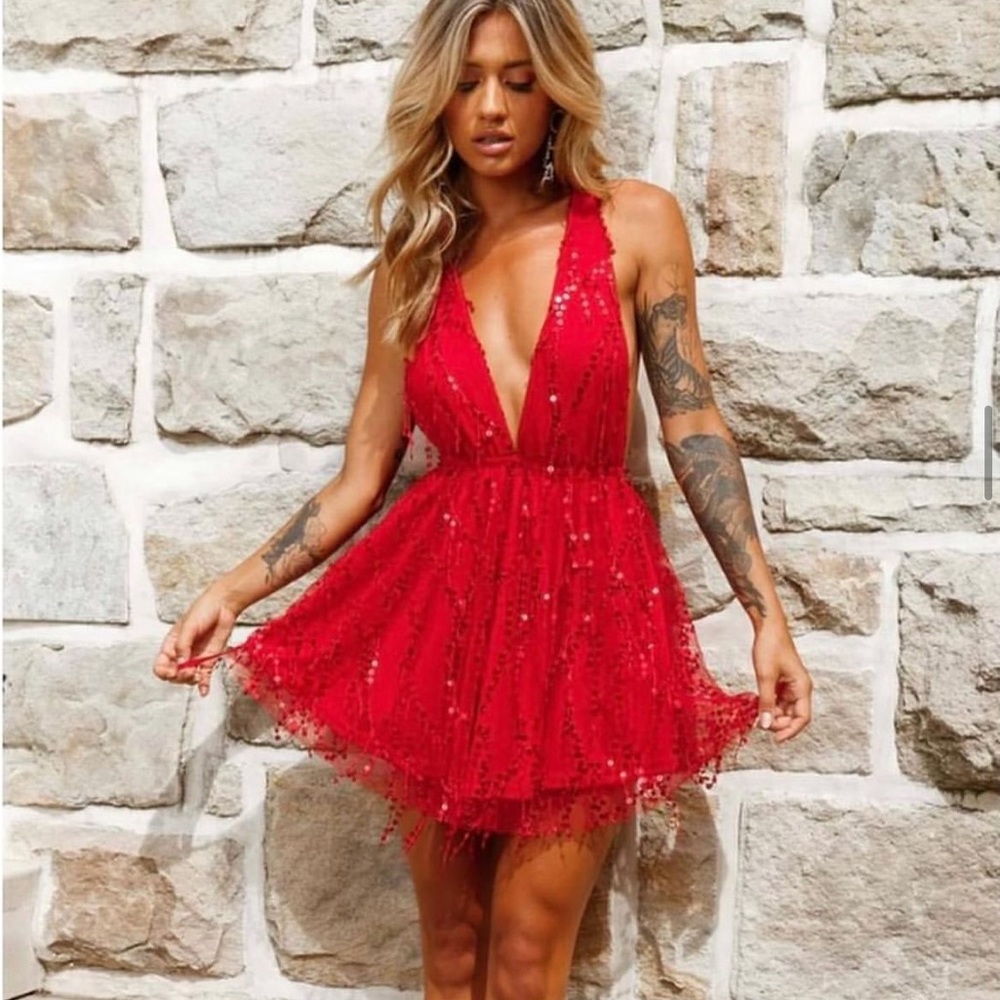 Selfie Leslie Ariana Sequin Mini Party Dress